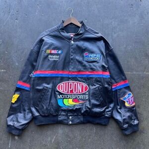 Vintage DuPont Motorsports NASCAR Leather Jacket Reversible Size 2XL